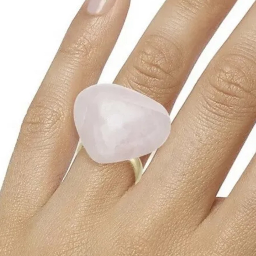 KATE SPADE NY Heart Rose Quartz Pink Stone Ring size 8 w/ dust bag - Picture 2 of 8